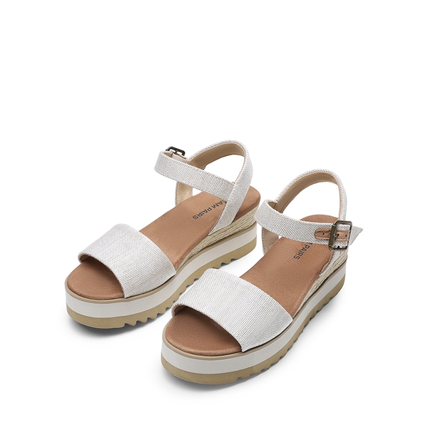 Espadrille Platform Wedge Sandals - NATURAL-CANVAS - 5