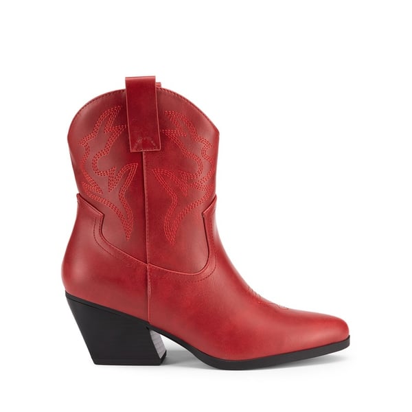 Western-style Cowboy Ankle Boots - RED - 3