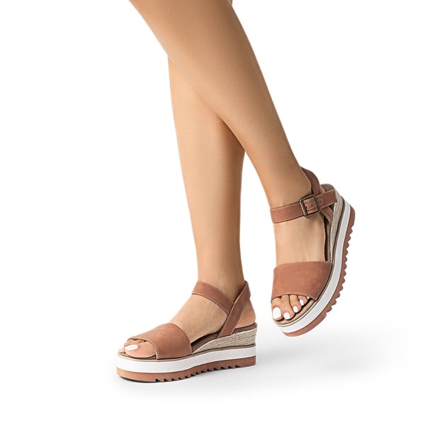 Espadrille Platform Wedge Sandals - TAN - 1