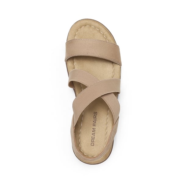 Strappy Criss Cross Flat Sandals - NUDE - 4