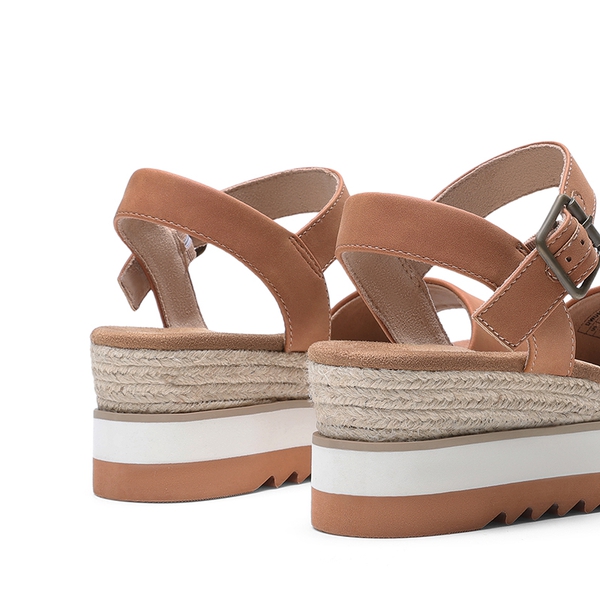 Espadrille Platform Wedge Sandals - TAN - 4
