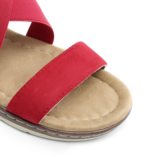 Strappy Criss Cross Flat Sandals - RED - 7