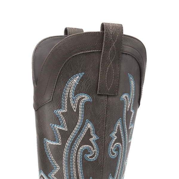 Pointed-Toe Mid-calf Cowgirl Boots - DARK BROWN - 4