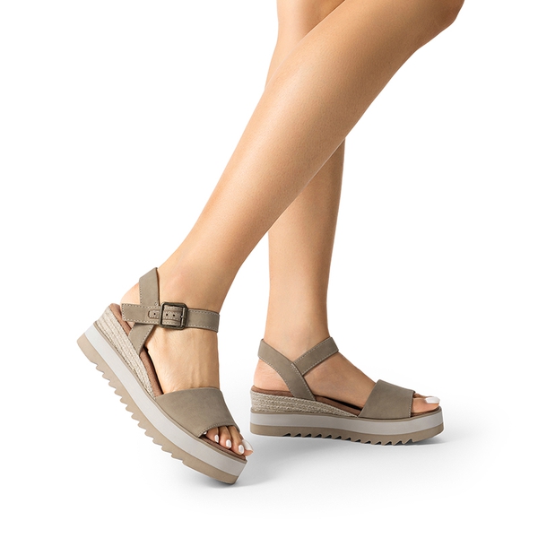 Espadrille Platform Wedge Sandals - TAUPE - 2