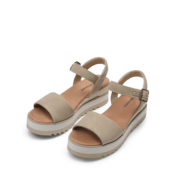 Espadrille Platform Wedge Sandals - TAUPE - 5