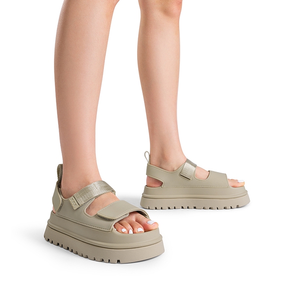 Non-Slip Chunky Strap Platform Sandals - BEIGE - 1