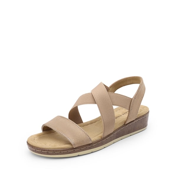 Strappy Criss Cross Flat Sandals - NUDE -  0