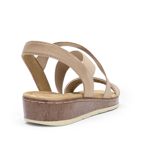 Strappy Criss Cross Flat Sandals - NUDE - 6