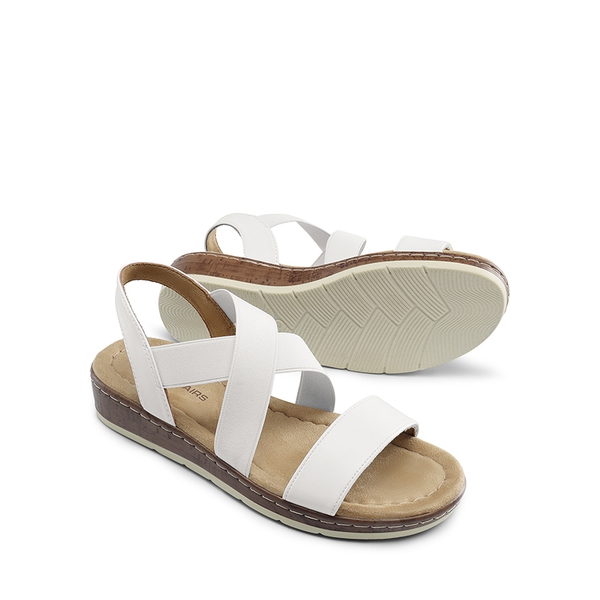 Strappy Criss Cross Flat Sandals - WHITE - 5