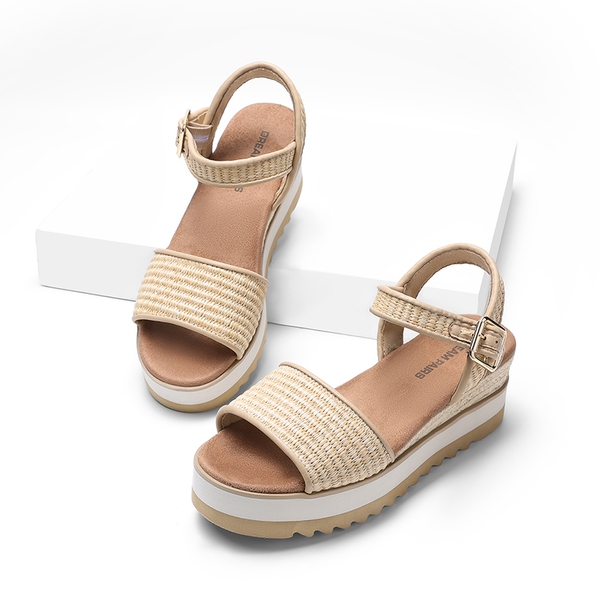 Espadrille Platform Wedge Sandals - NATURAL-RAFFIA - 7