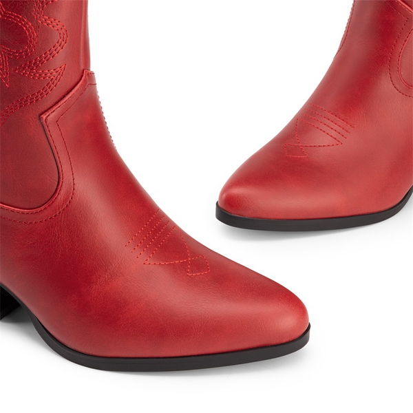 Western-style Cowboy Ankle Boots - RED - 5
