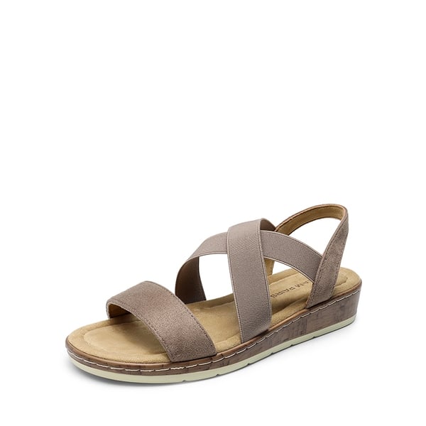 Strappy Criss Cross Flat Sandals - TAUPE -  0