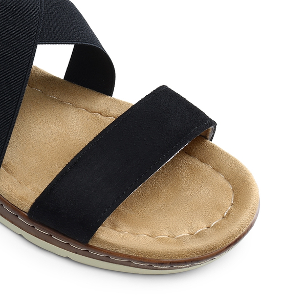 Strappy Criss Cross Flat Sandals - BLACK-SUEDE - 7