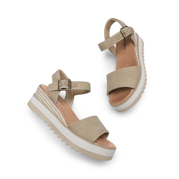 Espadrille Platform Wedge Sandals - TAUPE - 6