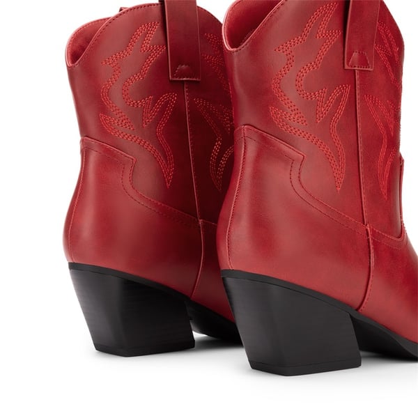 Western-style Cowboy Ankle Boots - RED - 6