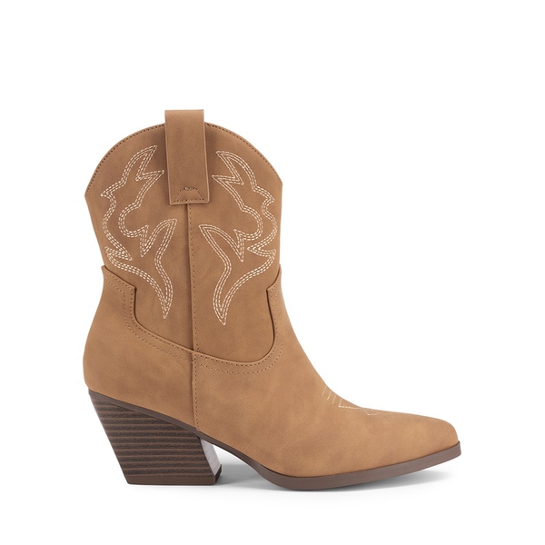 Western-style Cowboy Ankle Boots - TAN - 3