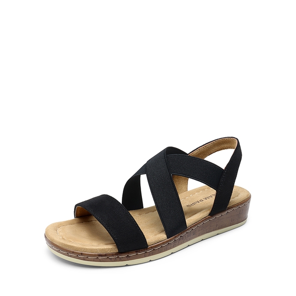 Strappy Criss Cross Flat Sandals - BLACK-SUEDE -  0