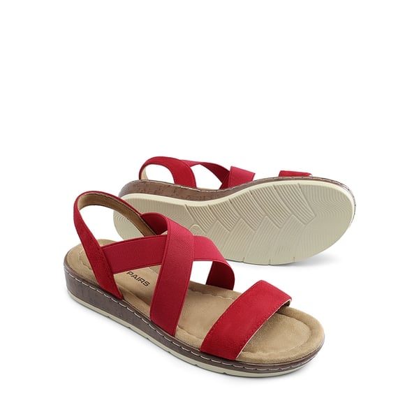 Strappy Criss Cross Flat Sandals - RED - 5
