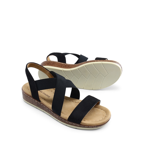 Strappy Criss Cross Flat Sandals - BLACK-SUEDE - 5