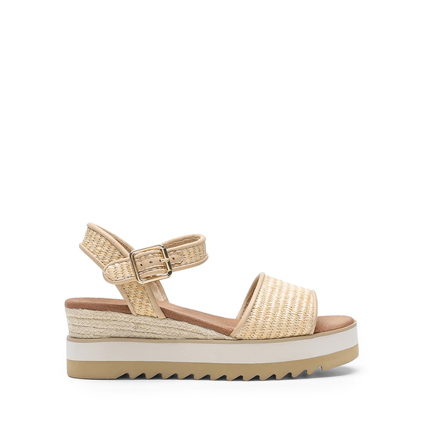 Espadrille Platform Wedge Sandals - NATURAL-RAFFIA - 3