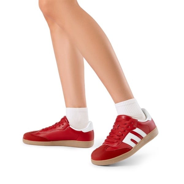 Retro-Inspired Chic Low-Top Sneakers - RED - 2