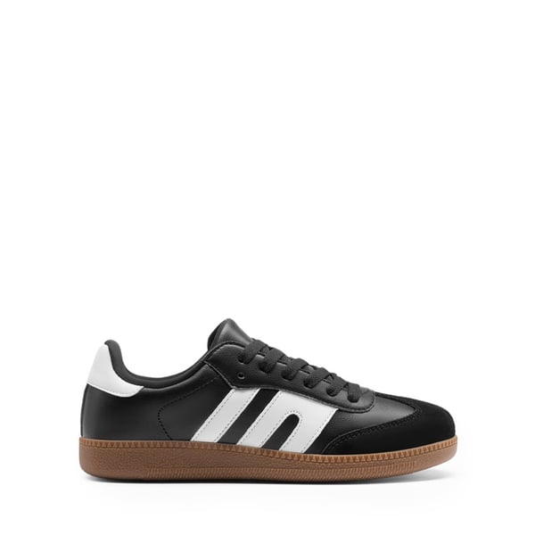 Retro-Inspired Chic Low-Top Sneakers - BLACK - 3