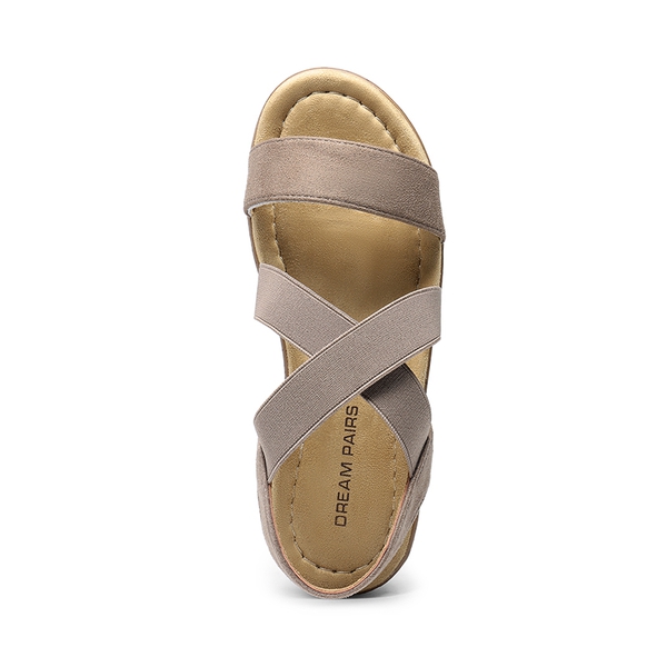 Strappy Criss Cross Flat Sandals - TAUPE - 4