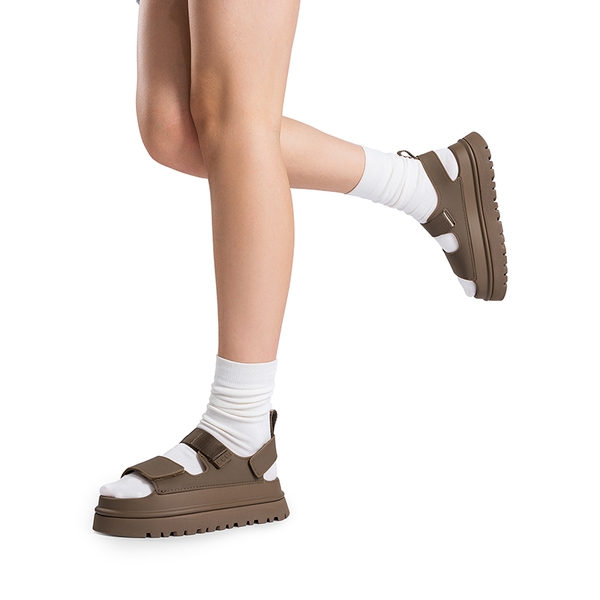Non-Slip Chunky Strap Platform Sandals - BROWN - 2