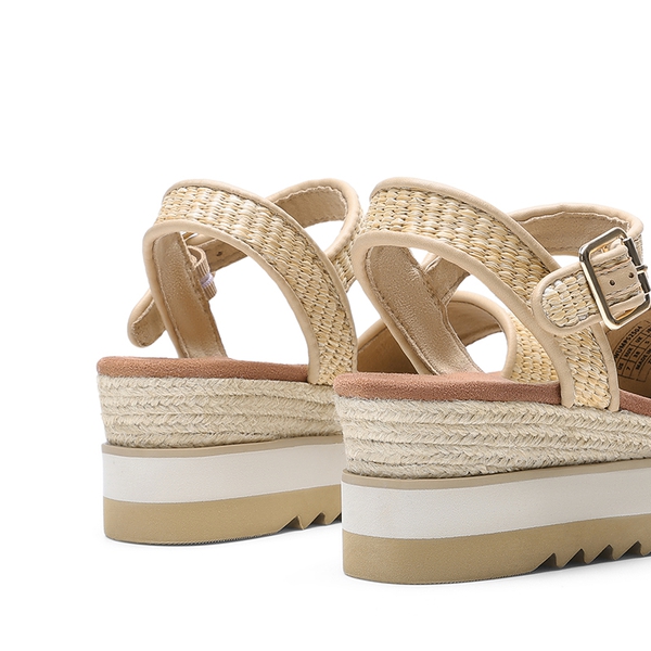 Espadrille Platform Wedge Sandals - NATURAL-RAFFIA - 4