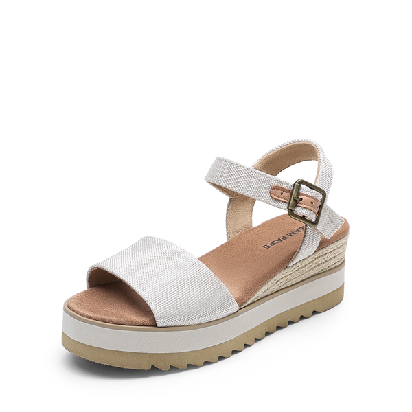 Espadrille Platform Wedge Sandals - NATURAL-CANVAS -  0