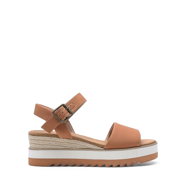 Espadrille Platform Wedge Sandals - TAN - 3