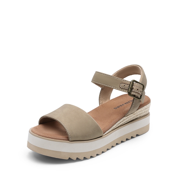 Espadrille Platform Wedge Sandals - TAUPE -  0
