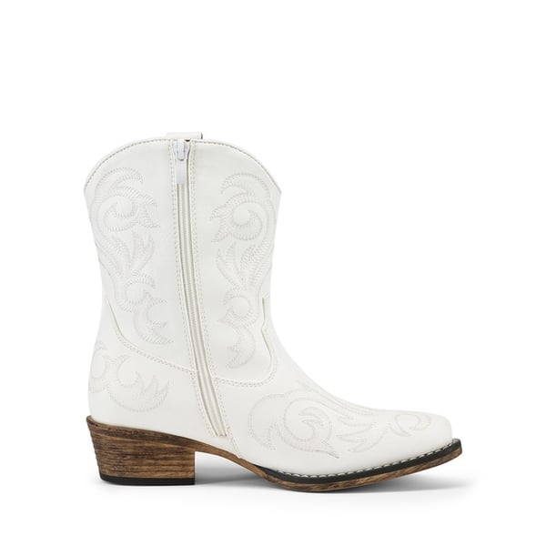 Square-toe Western Short Cowgirl Boots - WHITE - 3