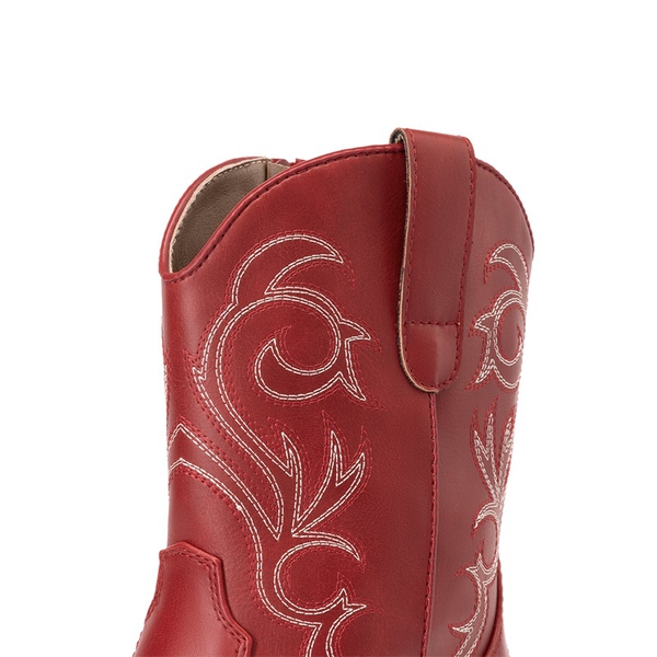 Square-toe Western Short Cowgirl Boots - RED - 4