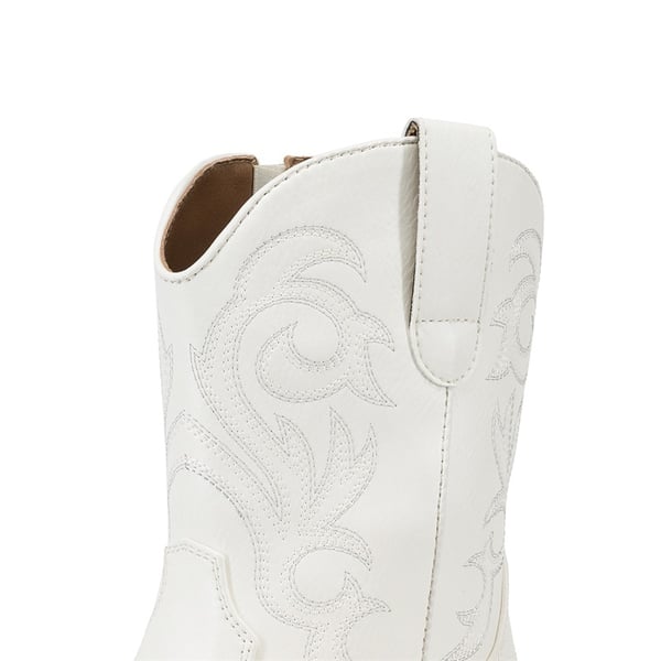 Square-toe Western Short Cowgirl Boots - WHITE - 4