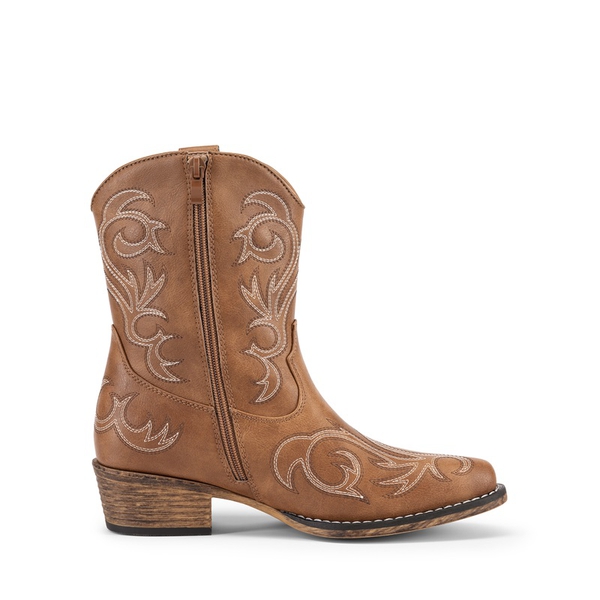 Square-toe Western Short Cowgirl Boots - TAN - 3