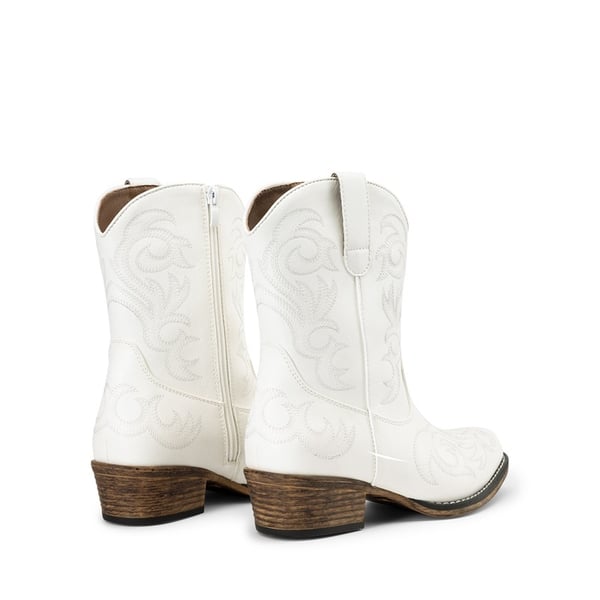 Square-toe Western Short Cowgirl Boots - WHITE - 7