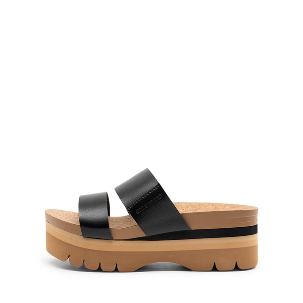Platform Arch Support Slide Sandals - BLACK - 3