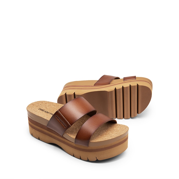 Platform Arch Support Slide Sandals - BROWN - 5