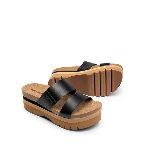 Platform Arch Support Slide Sandals - BLACK - 5