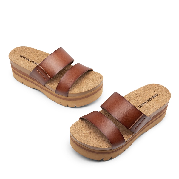 Platform Arch Support Slide Sandals - BROWN - 6