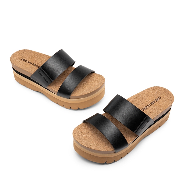Platform Arch Support Slide Sandals - BLACK - 6