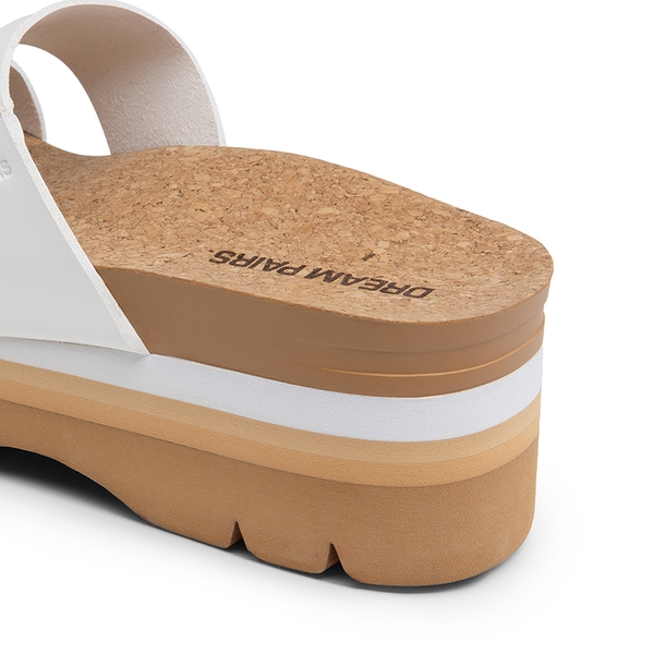 Platform Arch Support Slide Sandals - WHITE - 4