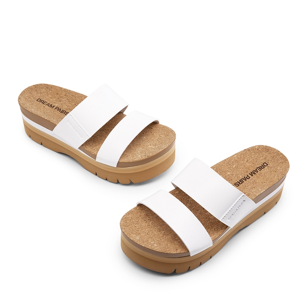 Platform Arch Support Slide Sandals - WHITE - 6