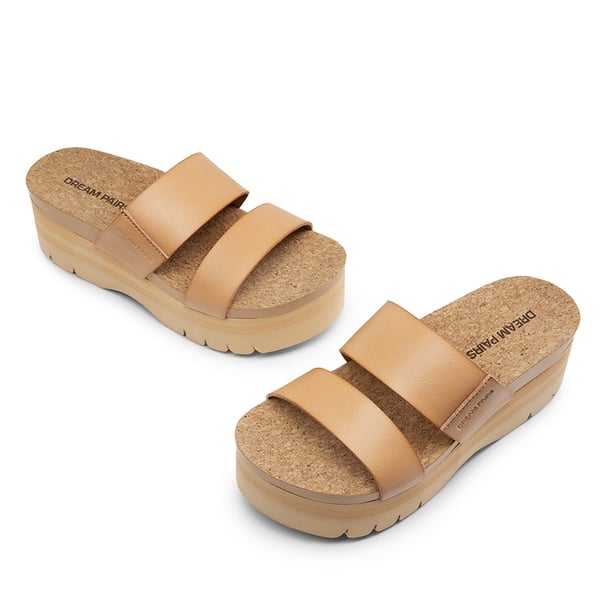 Platform Arch Support Slide Sandals - NUDE - 6