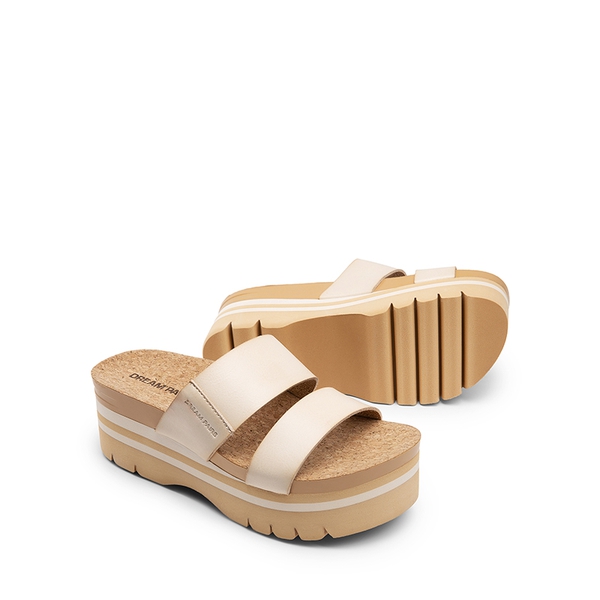Platform Arch Support Slide Sandals - BEIGE - 5