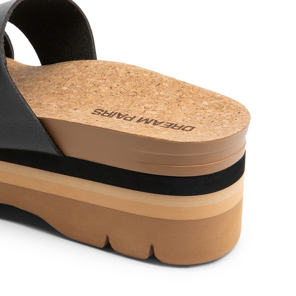 Platform Arch Support Slide Sandals - BLACK - 4