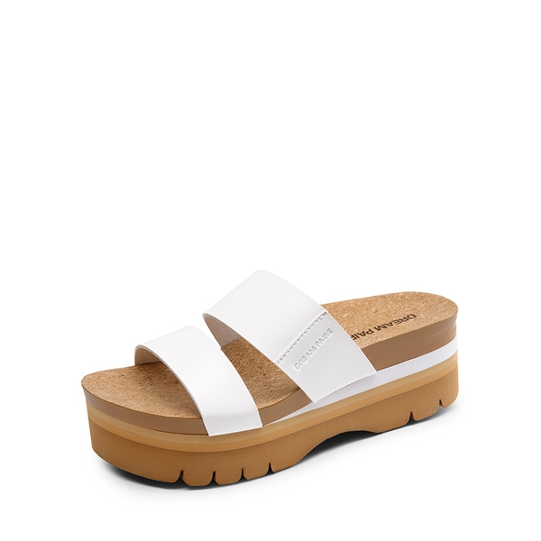 Platform Arch Support Slide Sandals - WHITE -  0