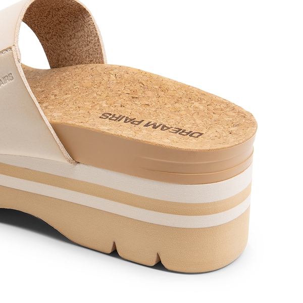Platform Arch Support Slide Sandals - BEIGE - 4