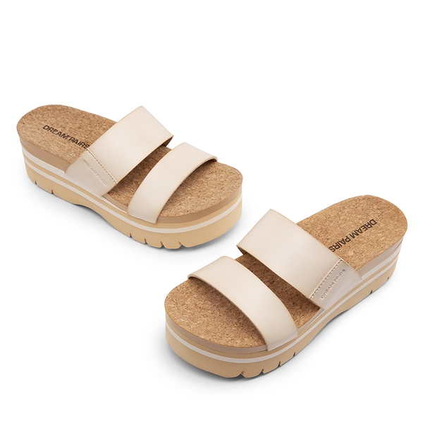 Platform Arch Support Slide Sandals - BEIGE - 6